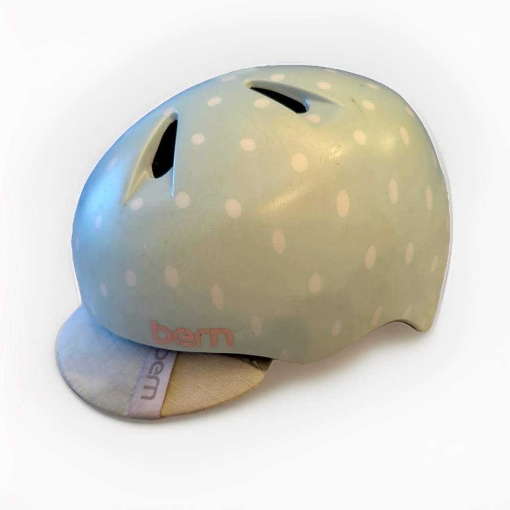 Bern Nina Youth Girls Helmet Satin Seaglass Polka Dot Sz XS/S